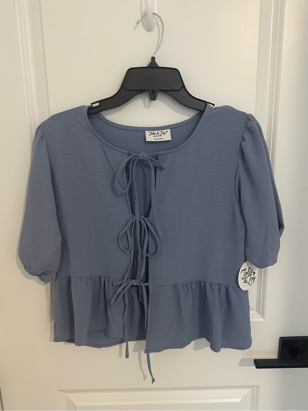 Lavender Tie-Front Peplum Top - Women